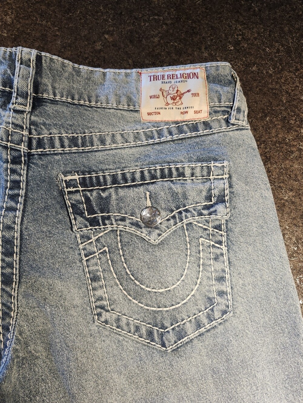 New True Religion Light Blue Bobbi Baggy Jeans with Rhinestone Details 27/31